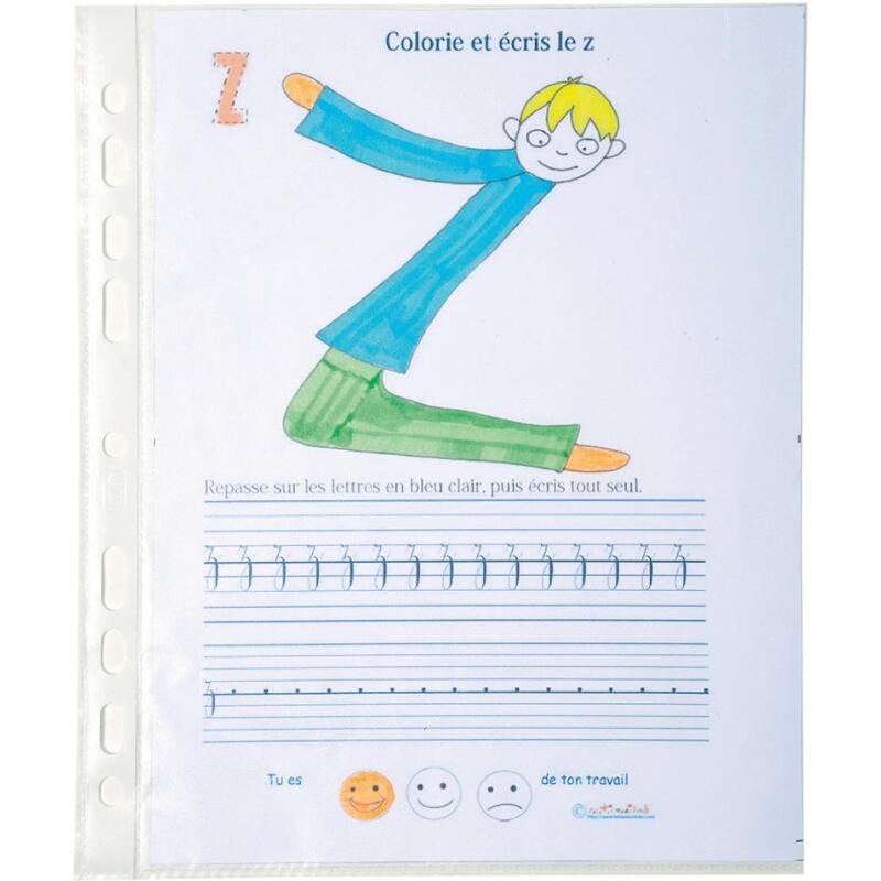 Sachet de 10 pochettes perforées polypropylène grainé format écolier - 17x22cm