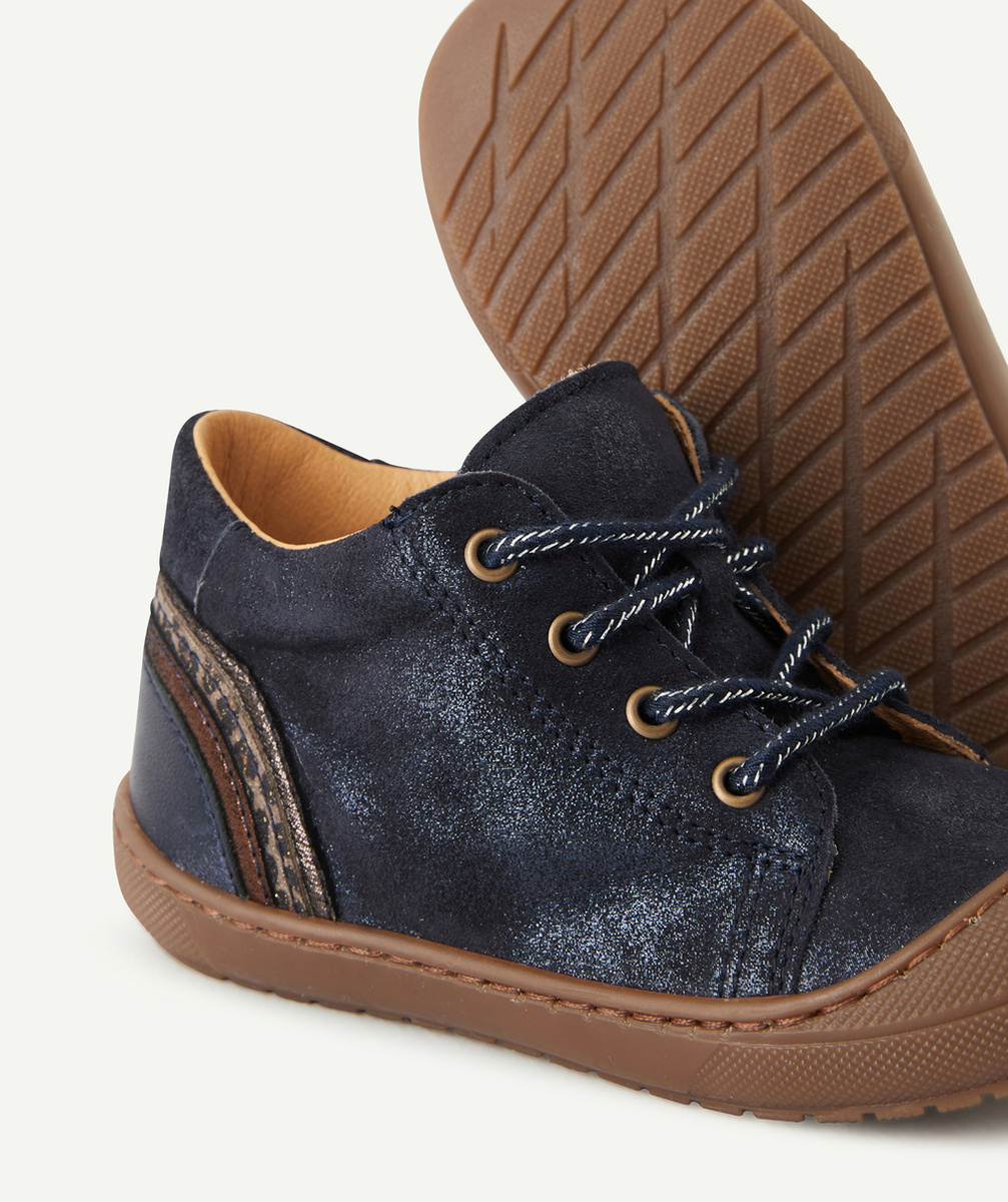 BOPYBOTTINES PREMIER PAS BÉBÉ EN CUIR BLEU MARINE