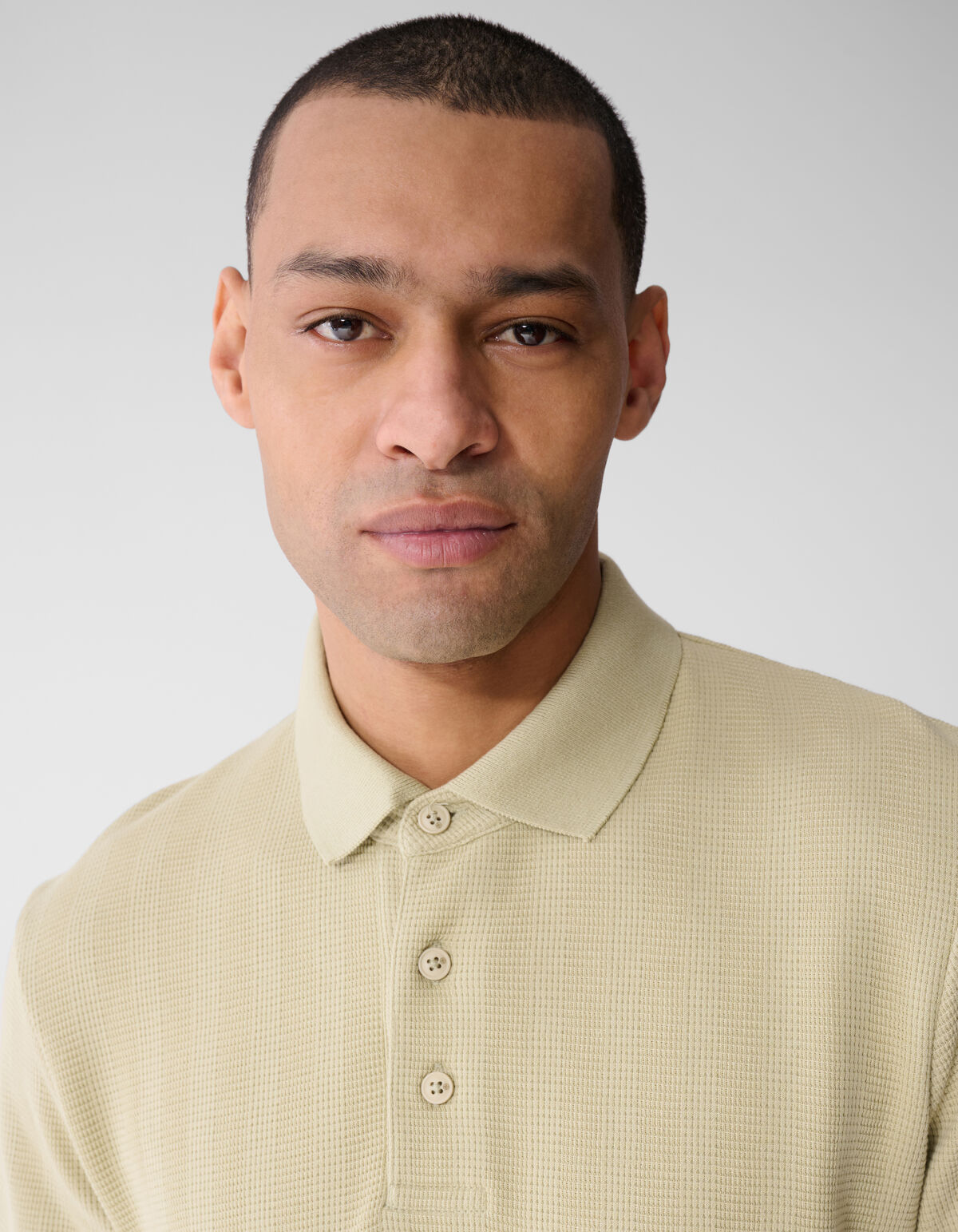 Waffle Stripe Polo Lichtgroen
