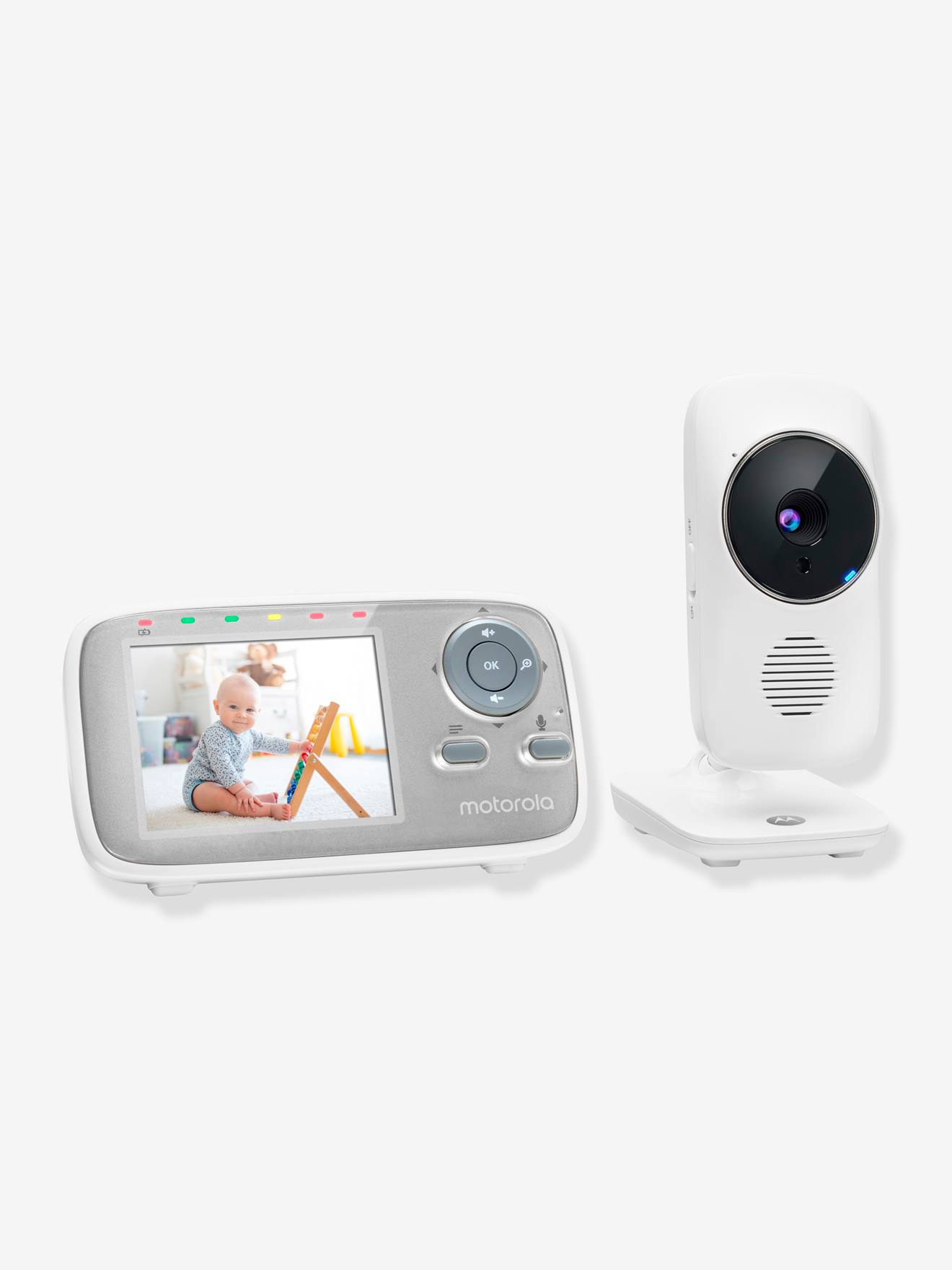 Monitor de vídeo sem fio para bebês Motorola MBP 483, branco claro