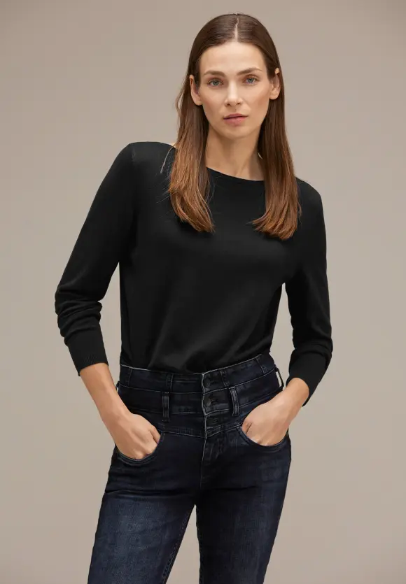 U-Boot Ausschnitt Pullover - Black