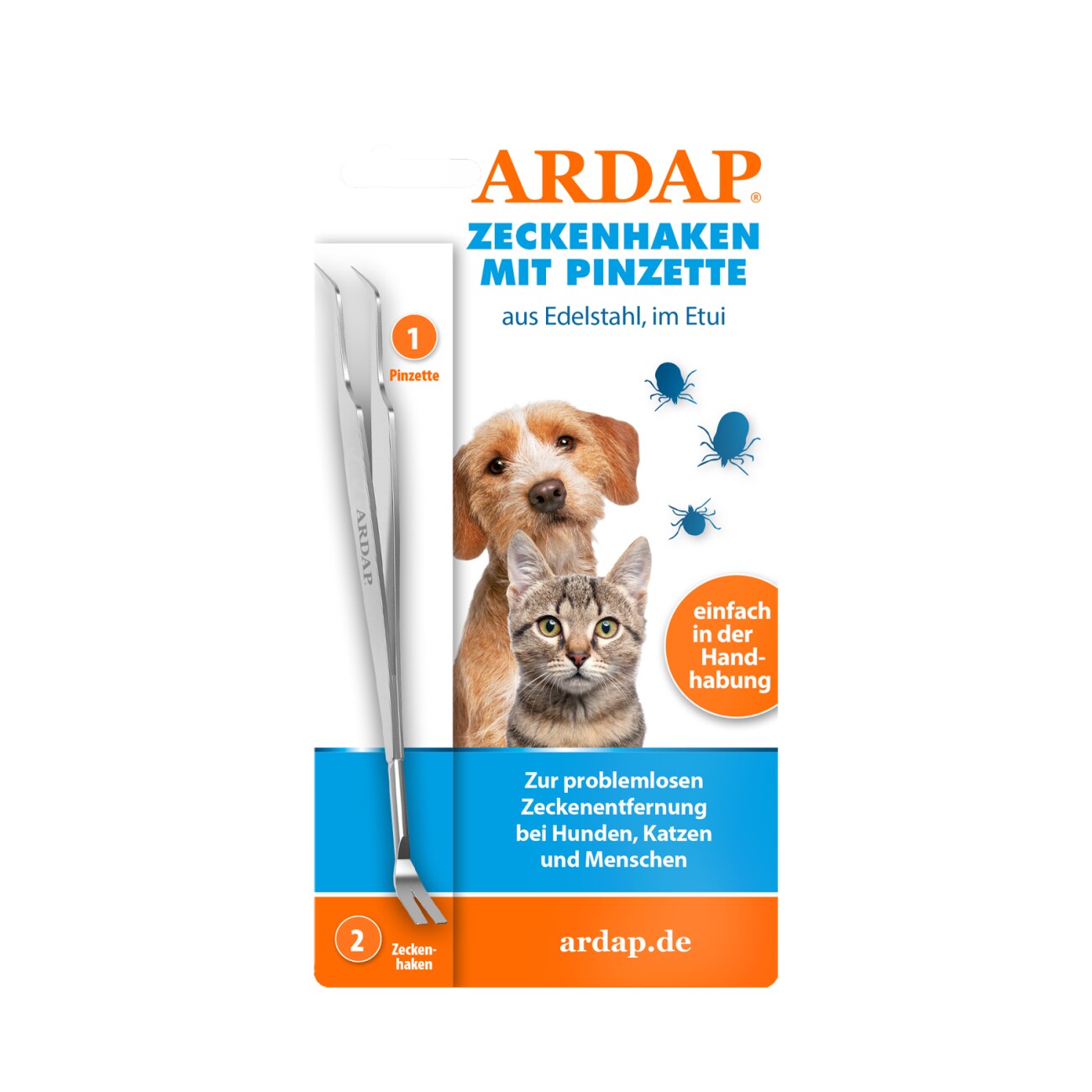 ARDAP Zeckenzange Edelstahl