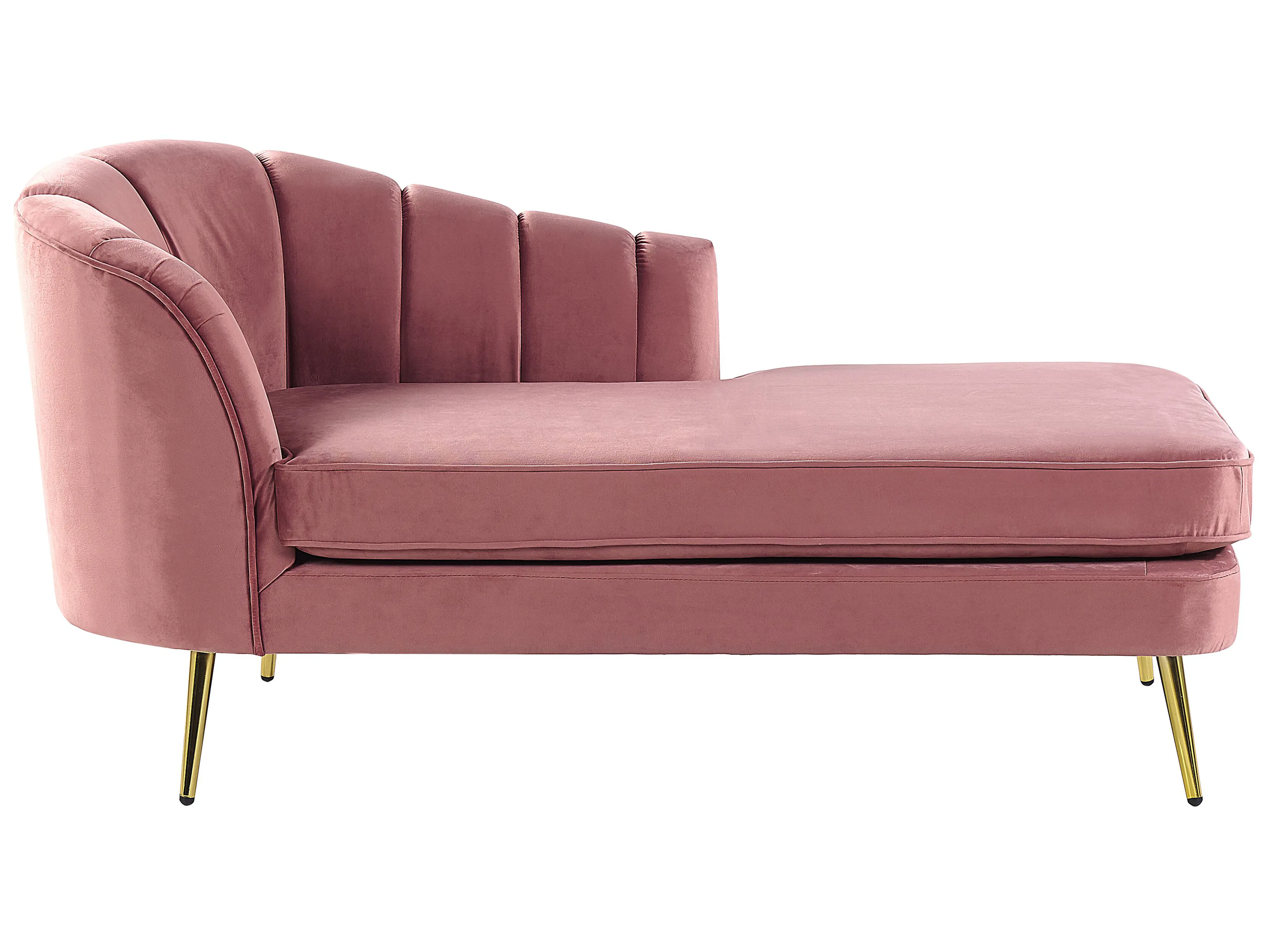 Linkszijdige chaise longue ALLIER Fluweel Roze