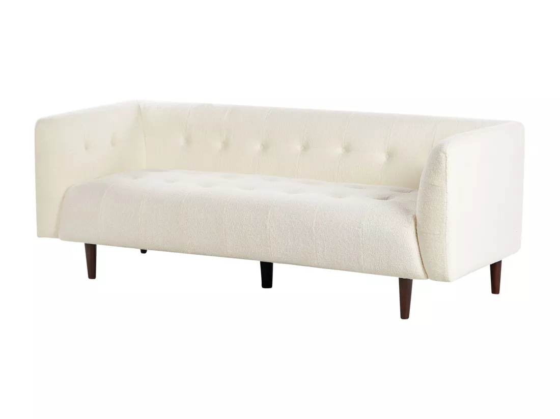 Canapé 3 places en tissu bouclé blanc cassé BYSKE