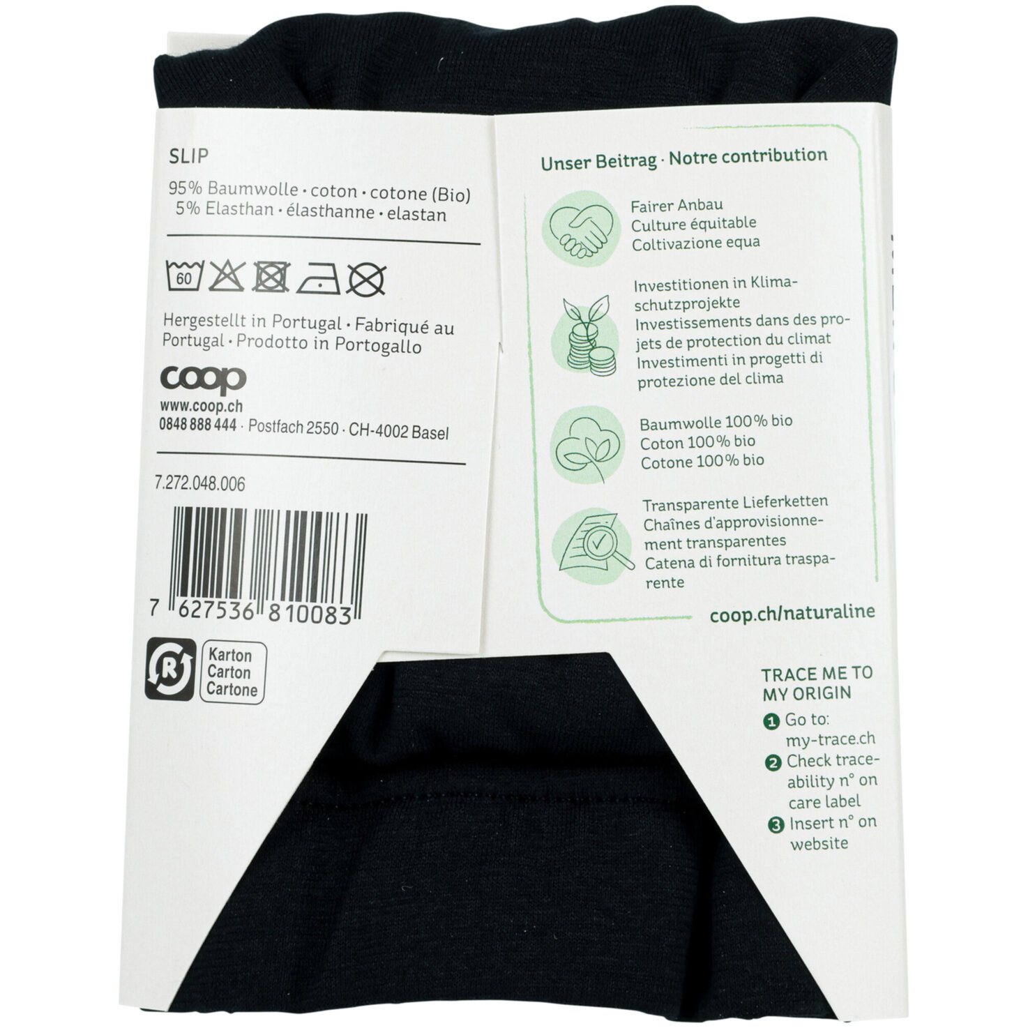 Naturaline Textil Herren Slip schwarz M