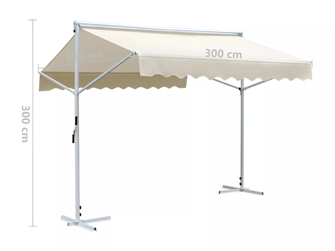 Auvent sur pied 3x3 m Crème