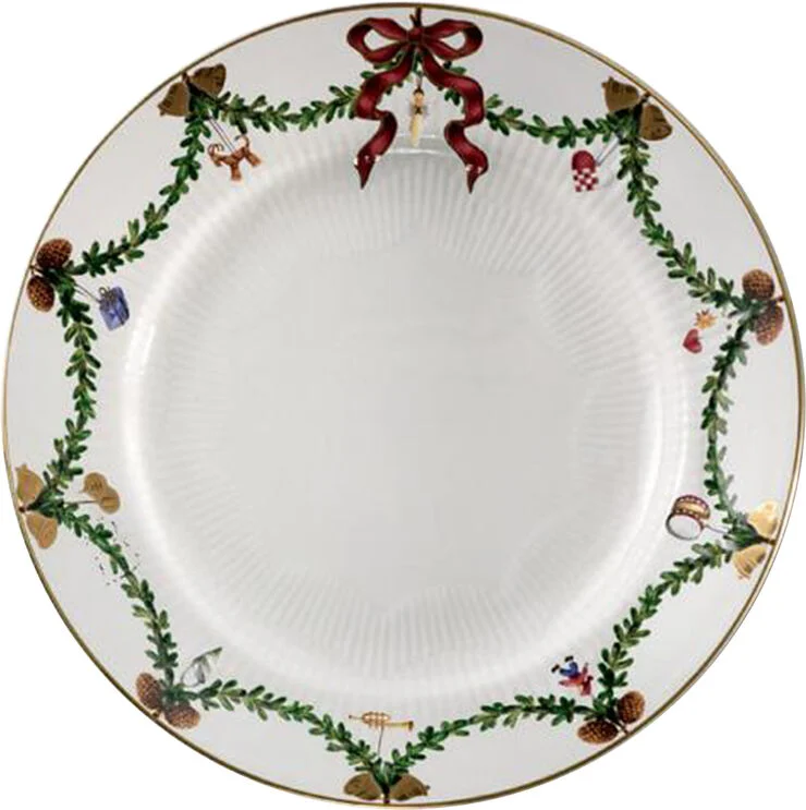 Royal Copenhagen Stjerne Riflet Jul 27 cm. tallerken Hvid