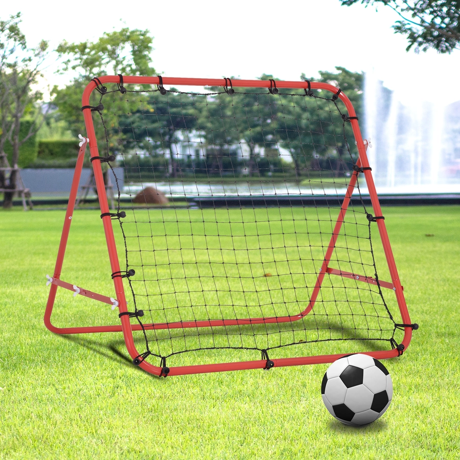 HOMCOM Fußball Rebounder mit verstellbaren Winkeln rot