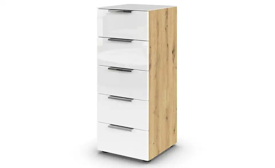Kommode 40 cm verchromt Weiß, Eiche Artisan (Nachbildung)