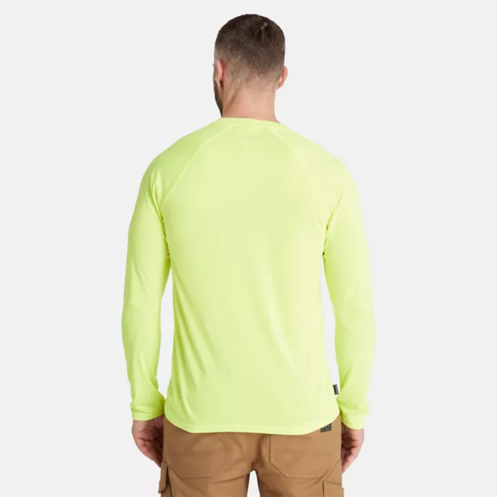 Camiseta Timberland PRO Wicking Good Sport de manga comprida para homem, na cor amarela.