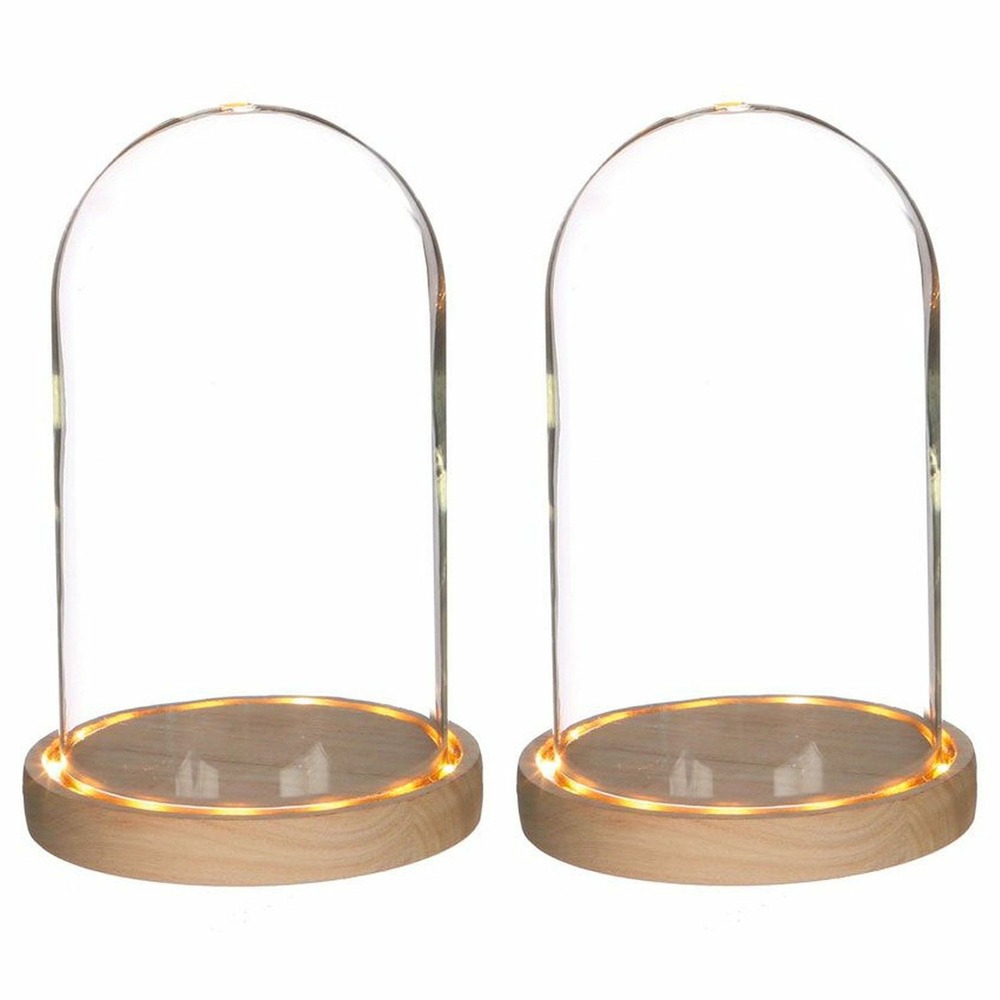2 cloches en verre lumineuses 21,5 cm x ø 14 cm