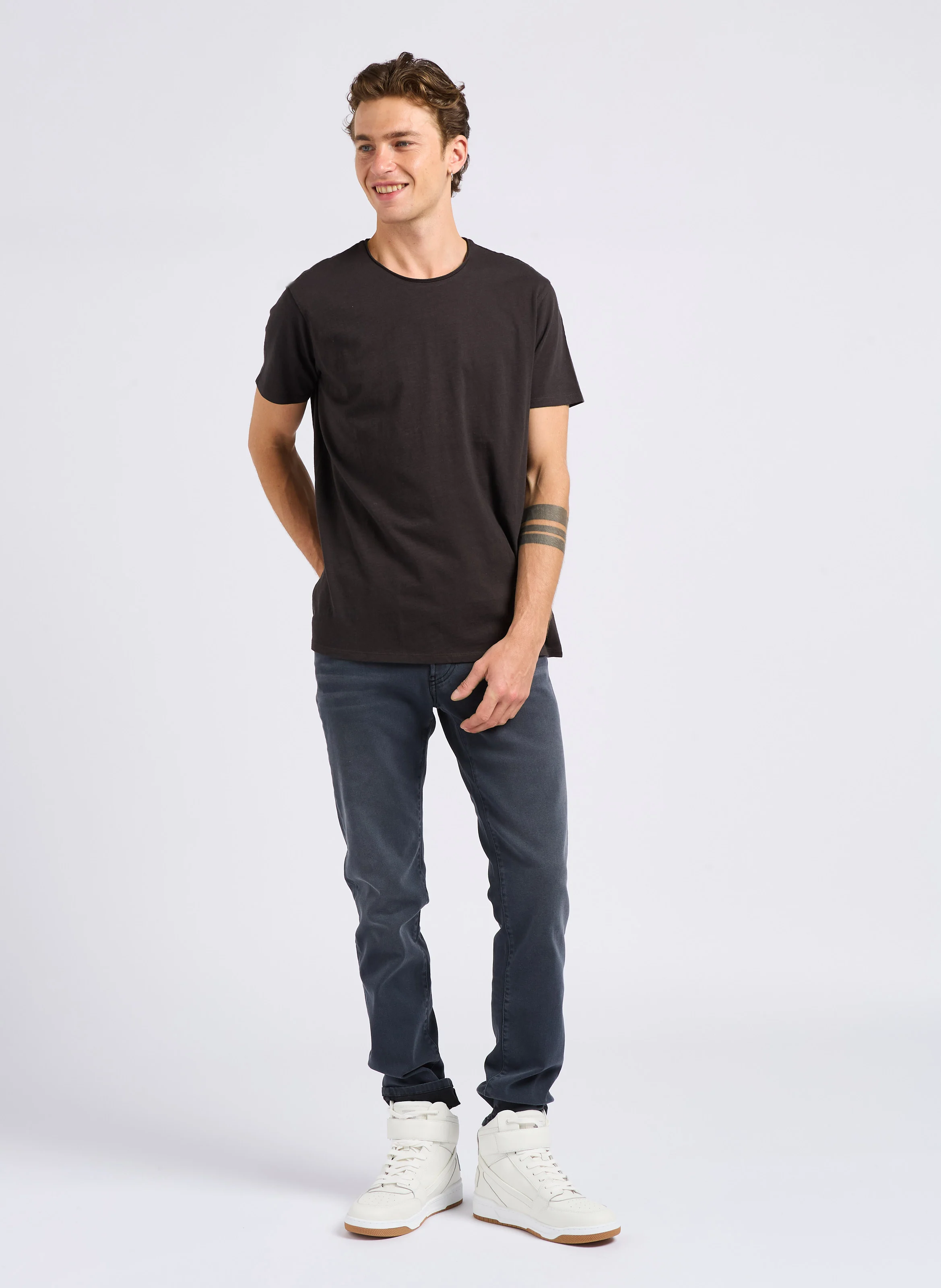 Jean slim en coton mélangé | Gris