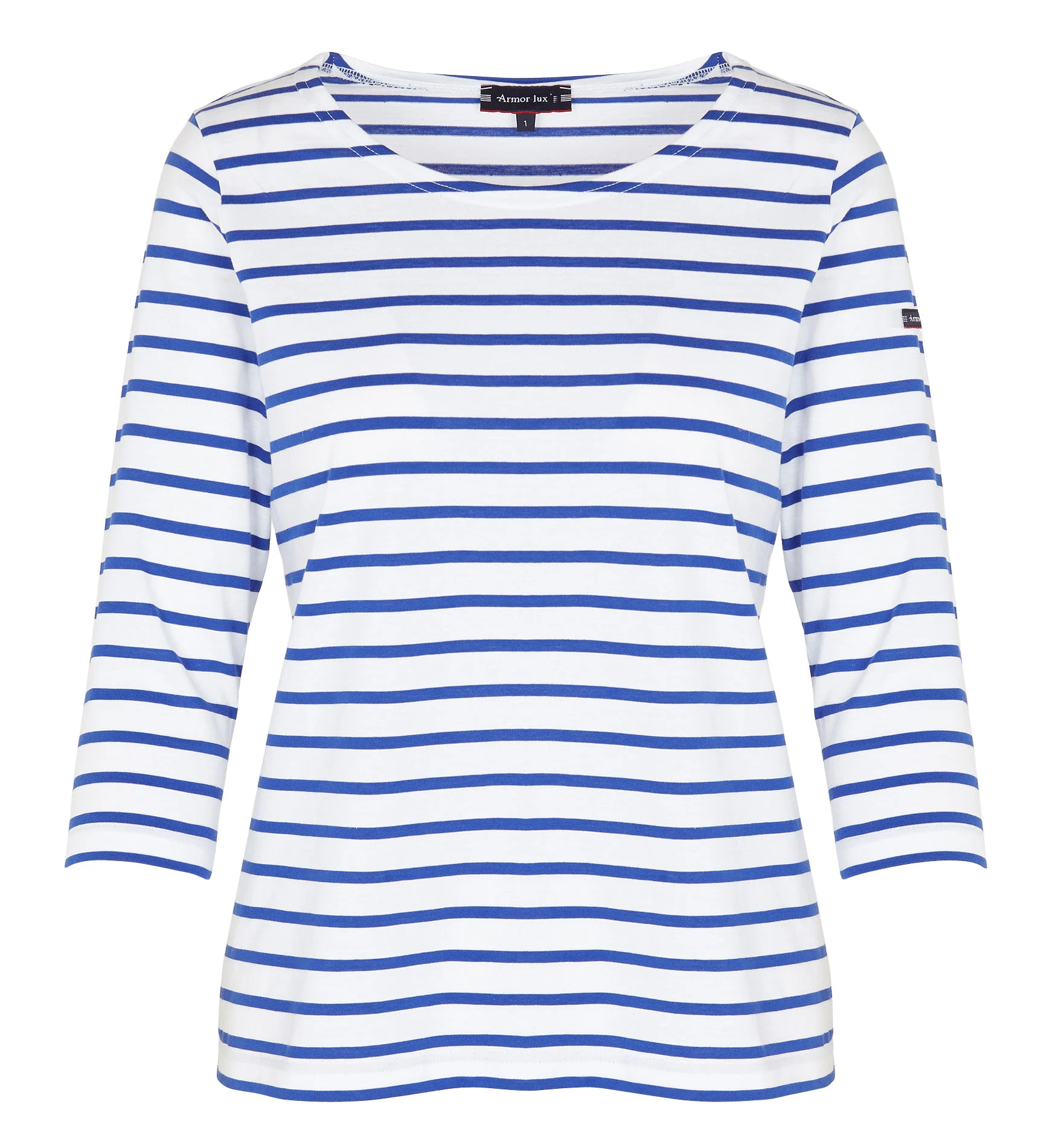 Marinière col rond en jersey light | Blanc