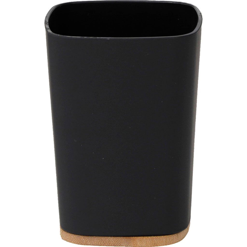 Gobelet salle de bain RUBBER bambou noir 7.5x10.5x7.5cm