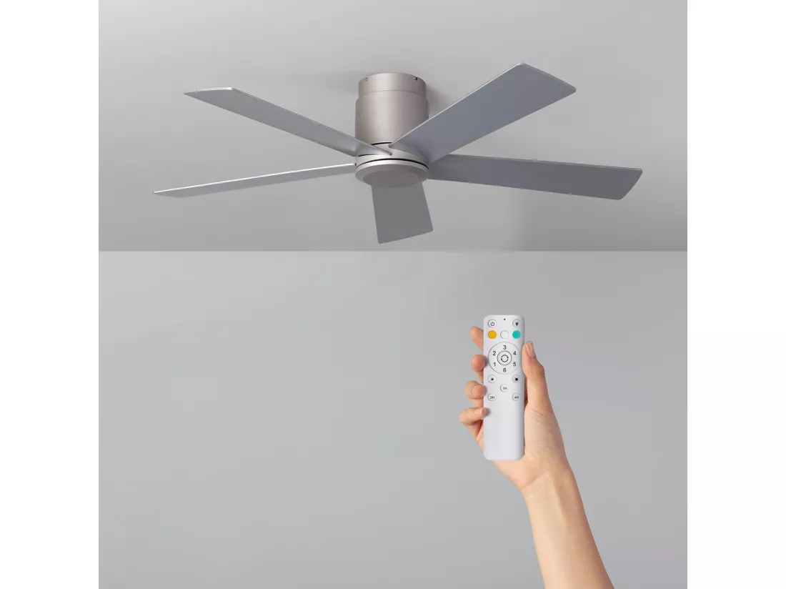 Ventilateur de Plafond Silencieux Flatiron 132 cm Moteur DC Argent Télécommande Sans lumière