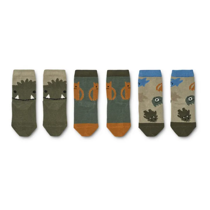 Liewood Lots 3 Paires Chaussettes Monstres Silas  | Bleu