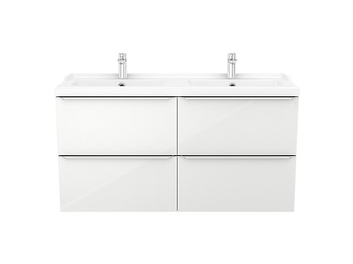 Meuble sous vasque à suspendre GoodHome Imandra blanc 120 cm + plan vasque Lana