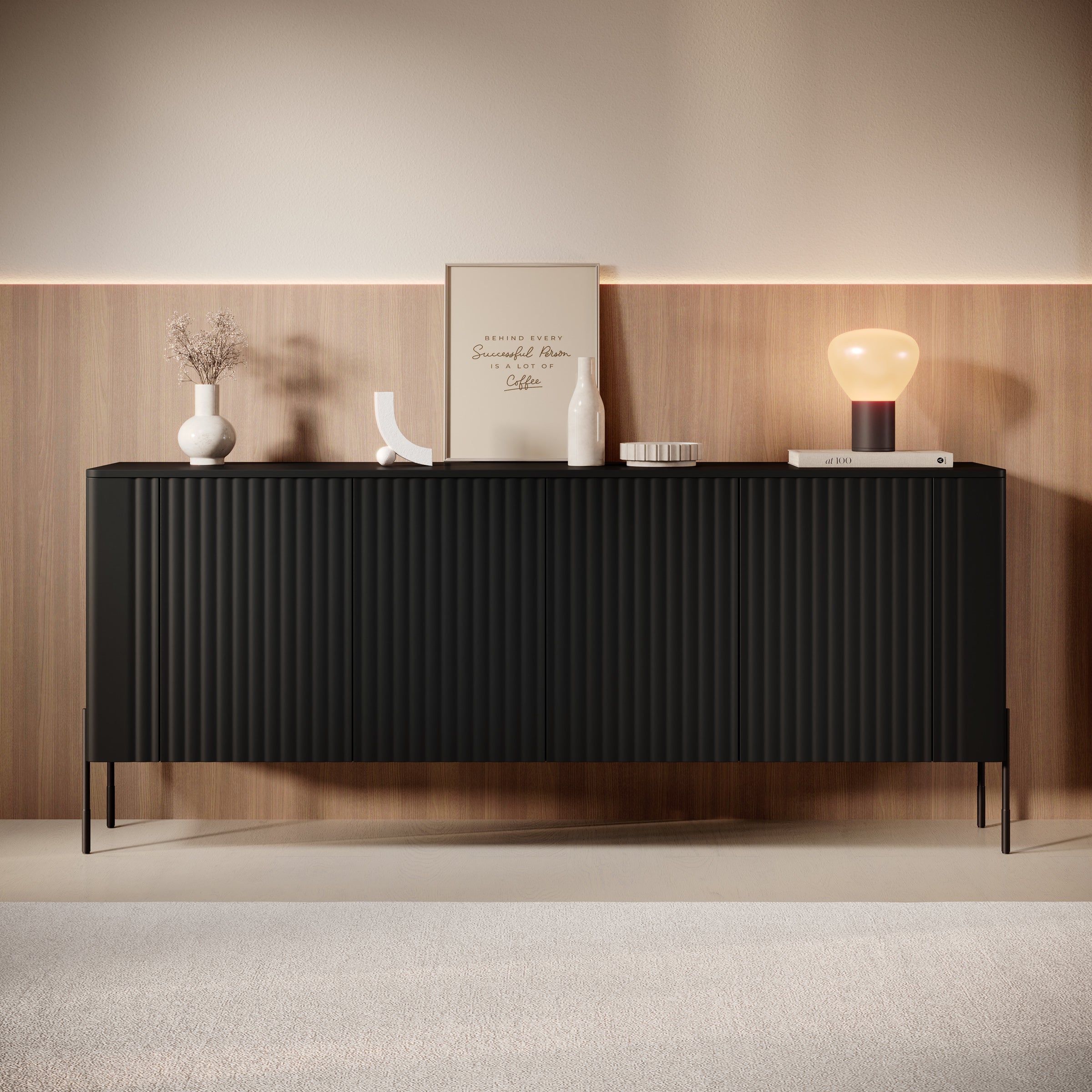 Vivi - Dressoir - Zwart - 190x40x80 cm