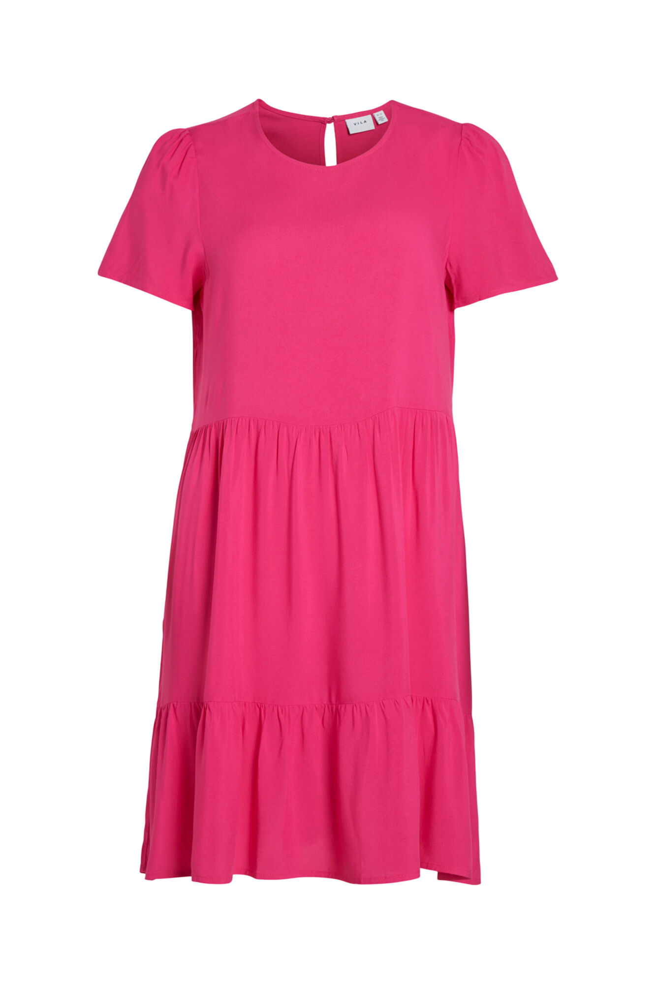 Vestido curto com volante - Rosa