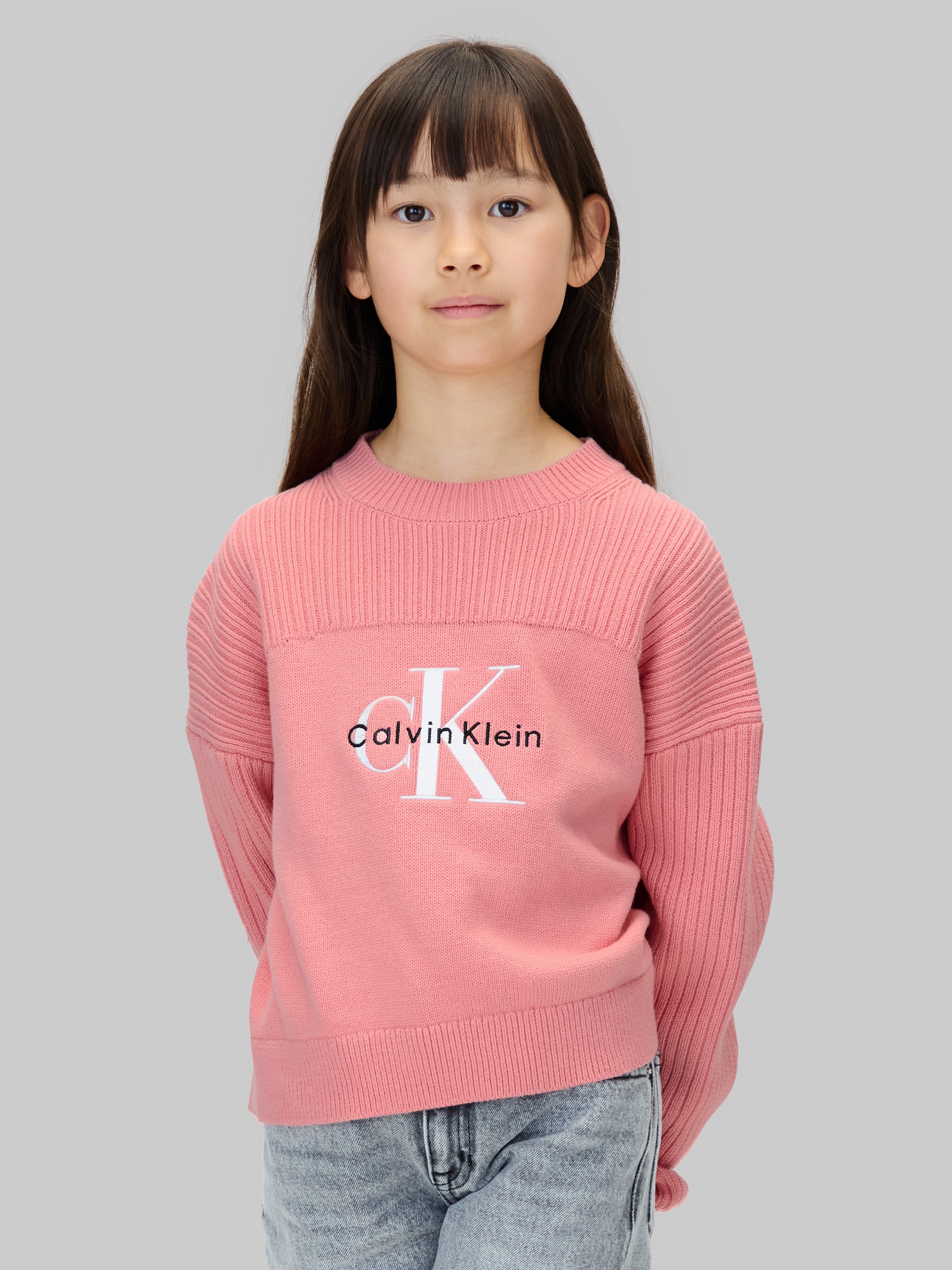Calvin Klein Jeans Strickpullover »MONOLOGO CN SWEATER« für Kinder bis 16 Jahre, Logo-Stickerei