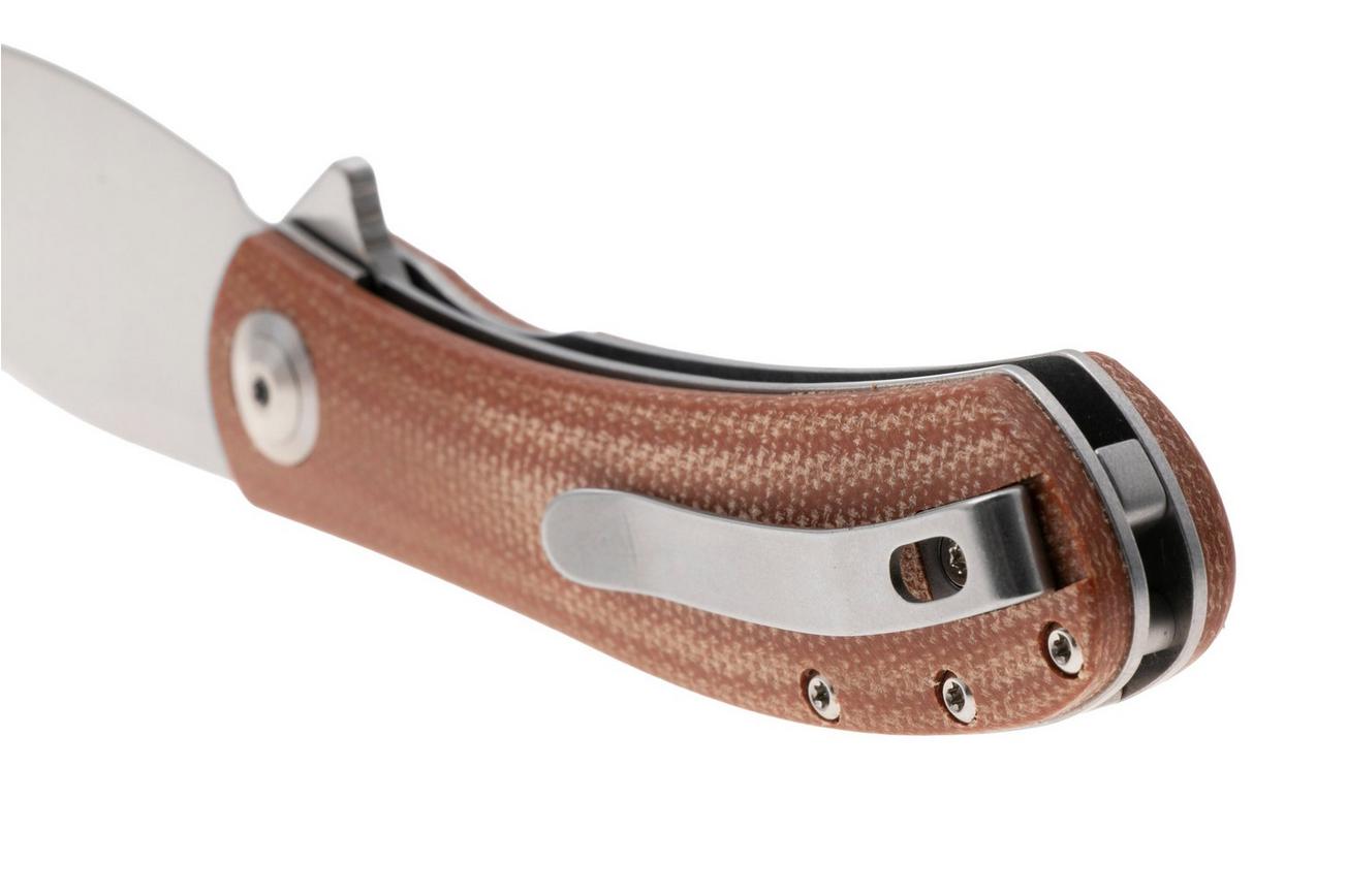 Trollsky Knives Mandu Evo MTE007 Satin 14C28N, Brown Micarta, zakmes, Michael Trollsky design
