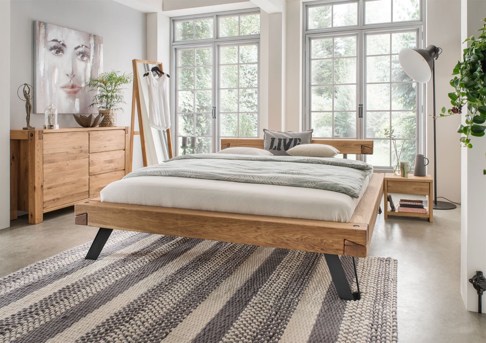 VALMONDO Nachtkonsole 33 x 45 x 40 cm Eiche massiv in Braun