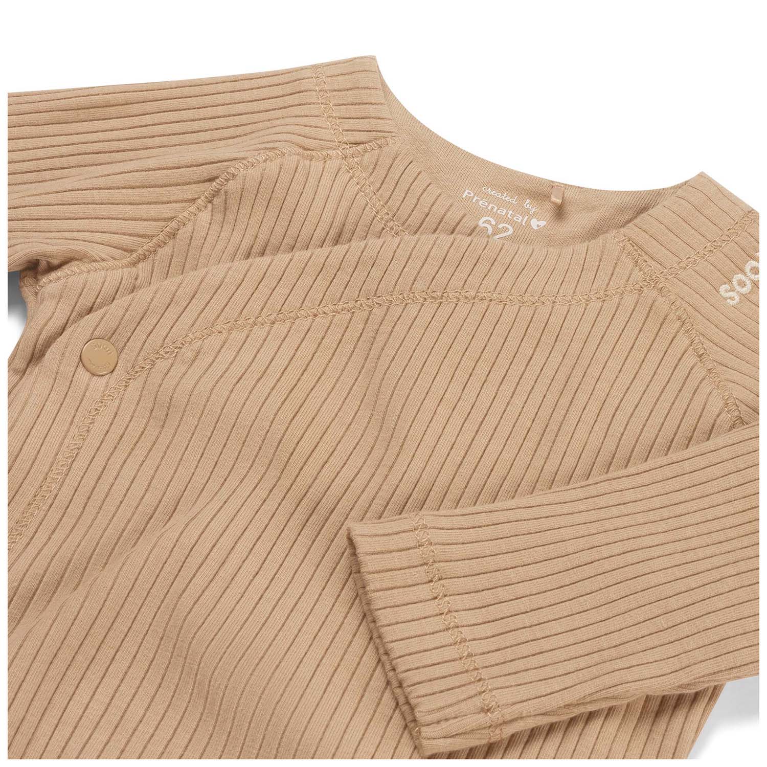 Prénatal newborn overslagshirt rib lange mouwen effen taupe