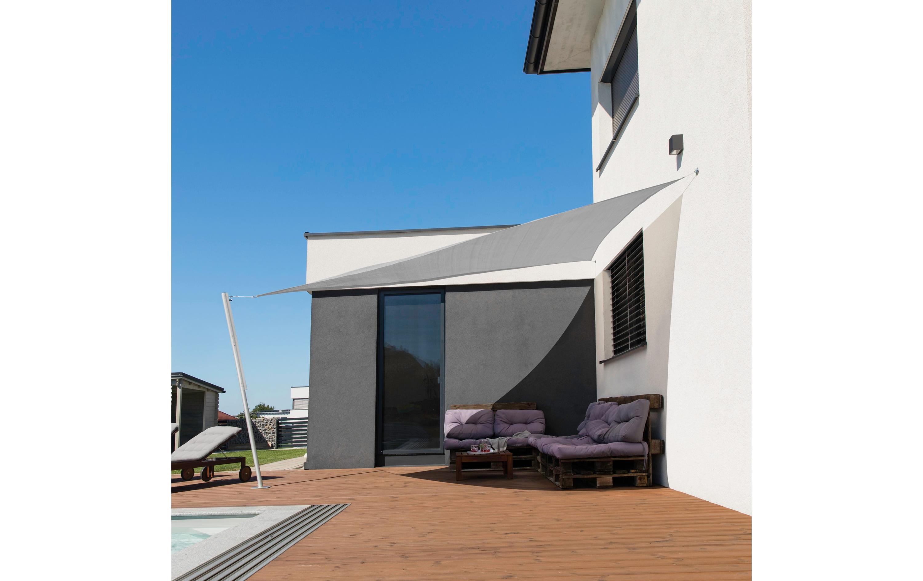 Sonnensegel 400 cm, Dreieck, GrauSchattentuch für den Garten, Terrasse oder Balkon