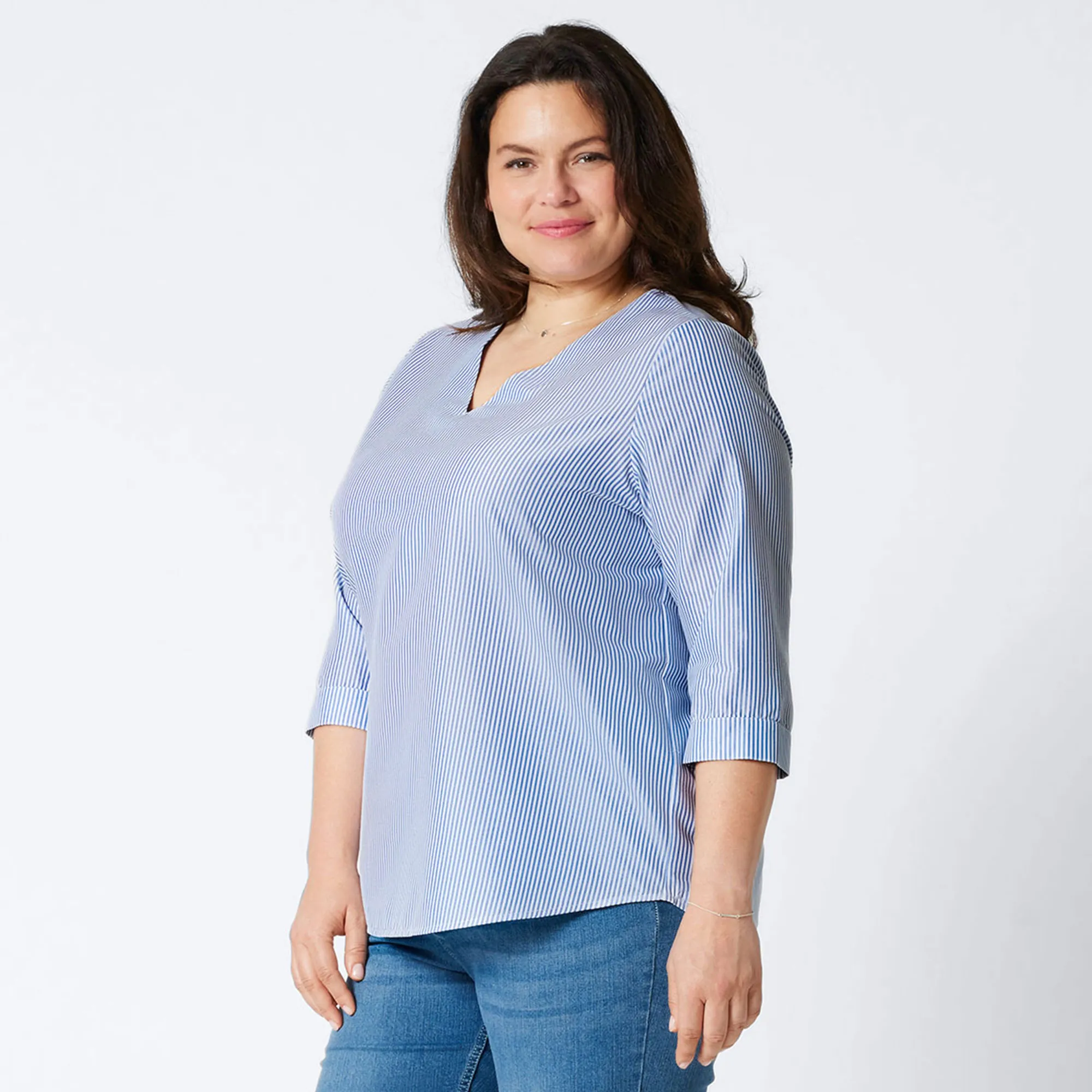 Damen-Bluse mit Längsstreifen, große Größen