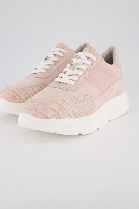 Leder-Sneaker, Schlangendruck, Zackensohle, Weite H