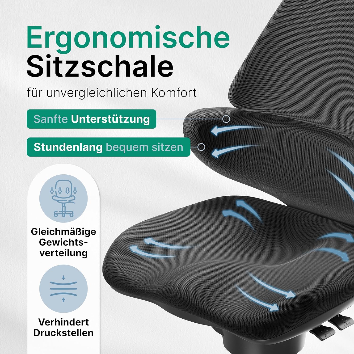 CoreChair Elite (Formstrick) Bürostuhl | Ergonomischer Bürostuhl mit bis zu 150kg Belastbarkeit. Orthopädischer Schreibtischstuhl mit 360° Beweglichkeit, Beckenstütze & Rückenlehne. (schwarz)