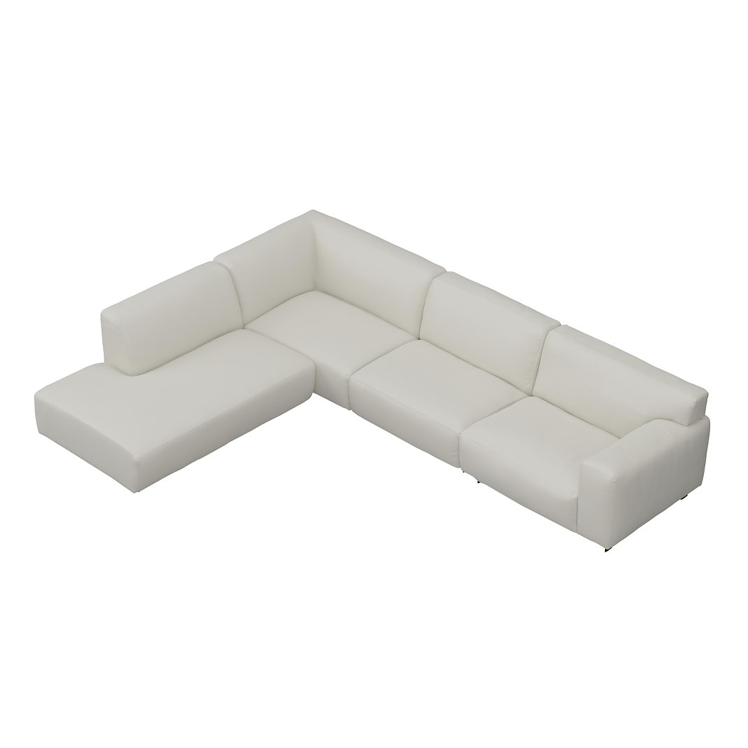 Vesta hjørnesofa 3-seter med åpen ende venstre, Big hjørnemodul, Tekstil Cortina White, standardsøm, sort metallben 10 cm, Comfort CM