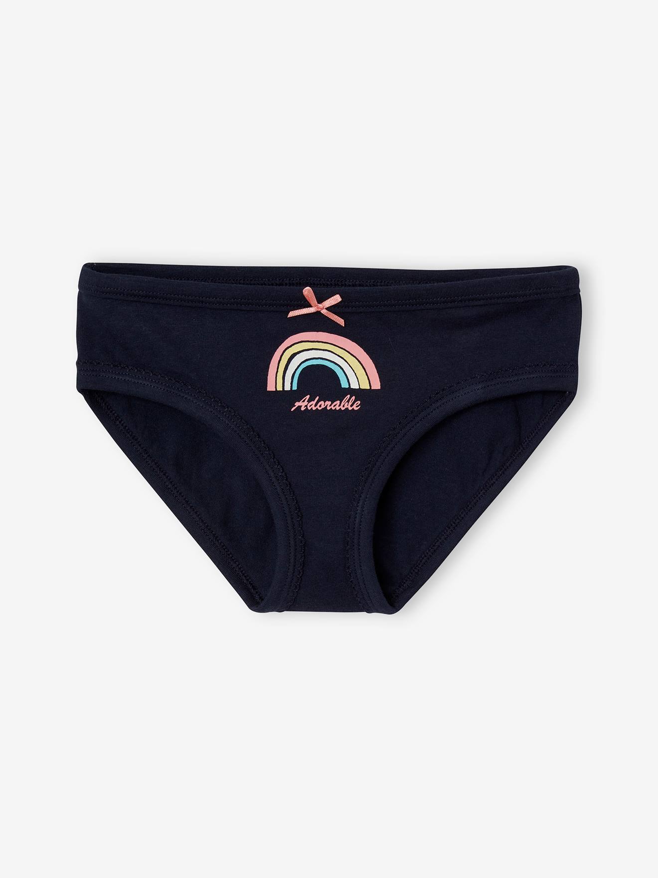 Pacote com 7 calcinhas brancas estampadas para meninas