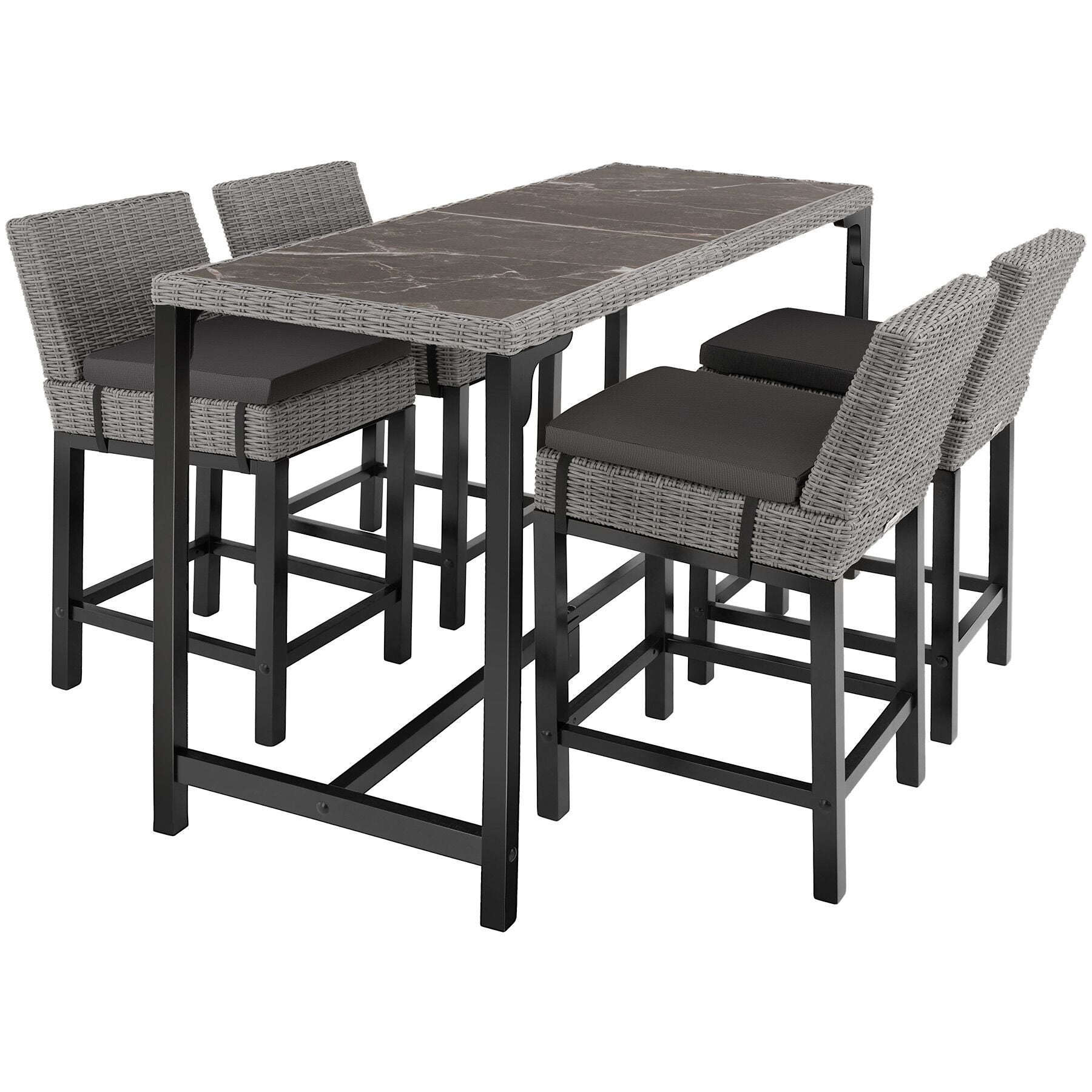Rattan Tisch Lovas mit 4 Stühlen Latina