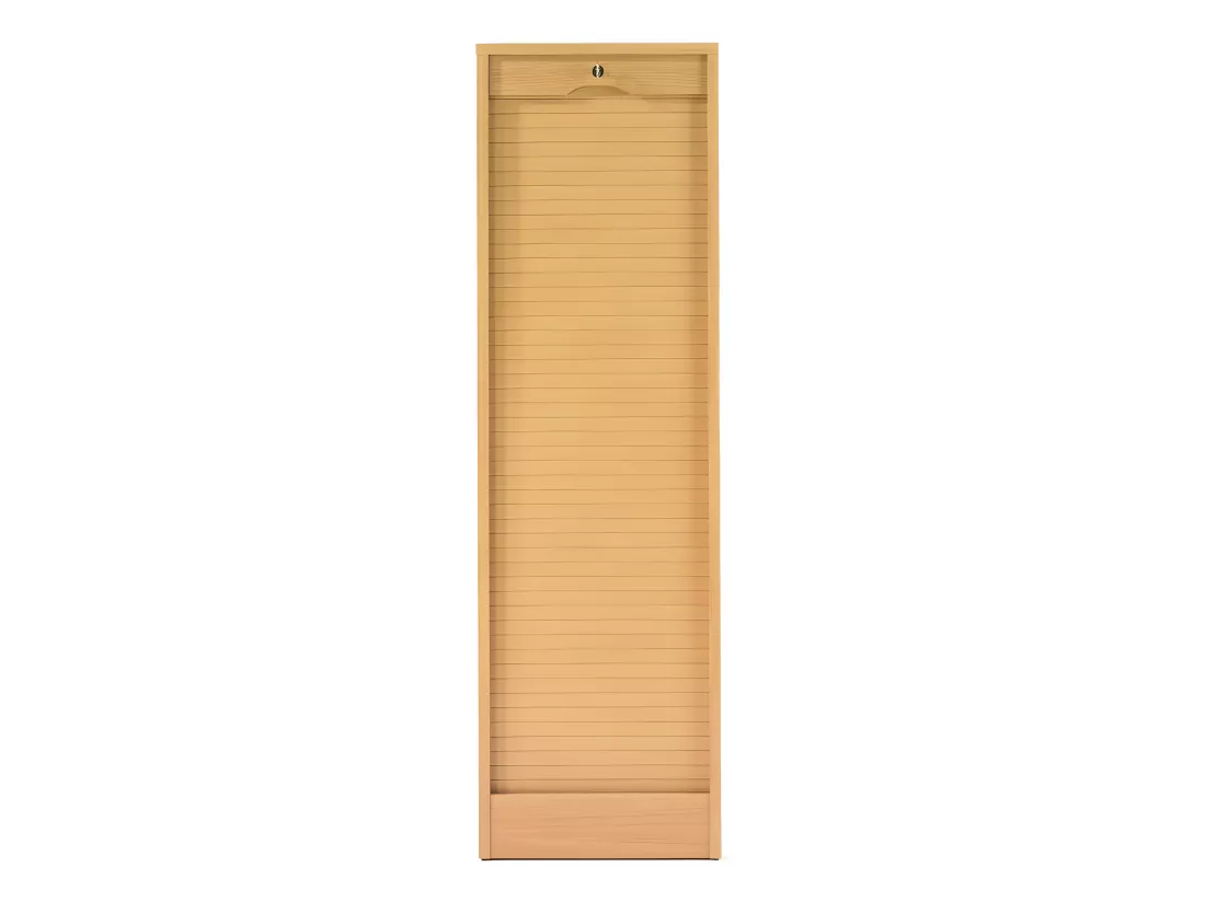 Classeur à Rideau 8 Tablettes 1 Kit Dossiers Serrure L 41,4 H 140,4 P 44 cm - Coloris: Hêtre