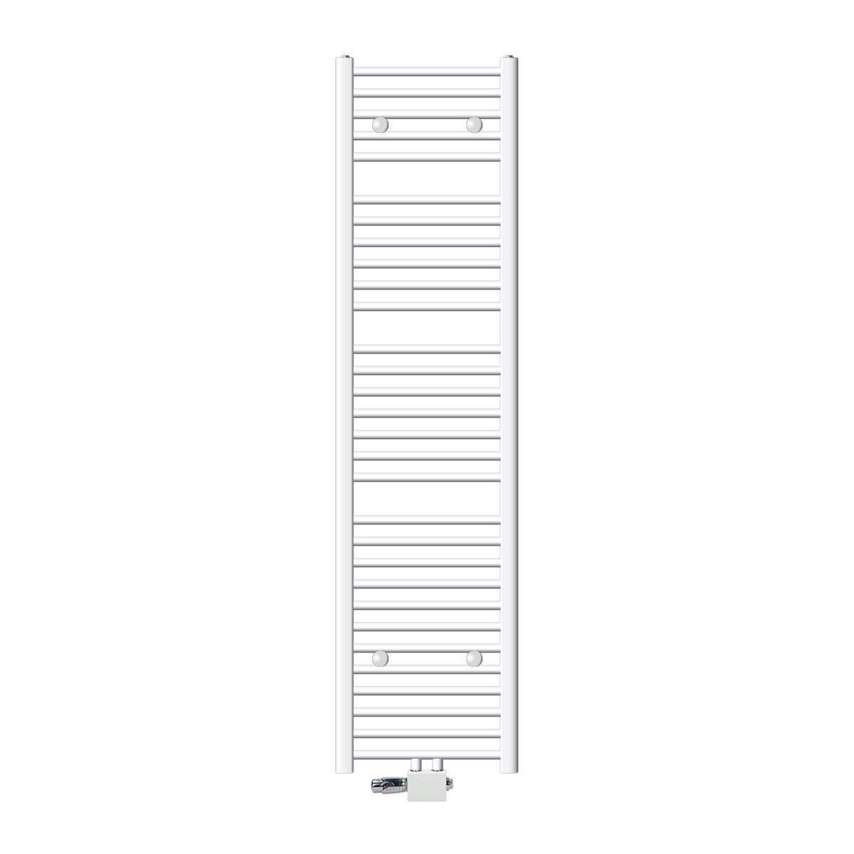 LuxeBath Sahara badkamerradiator, 400 x 1800 mm, wit, gebogen met middenaansluiting, inclusief aansluitset met thermostaat, universeel hoek- en doorloopmodel, badkamerradiator, handdoekwarmer, handdoekdroger