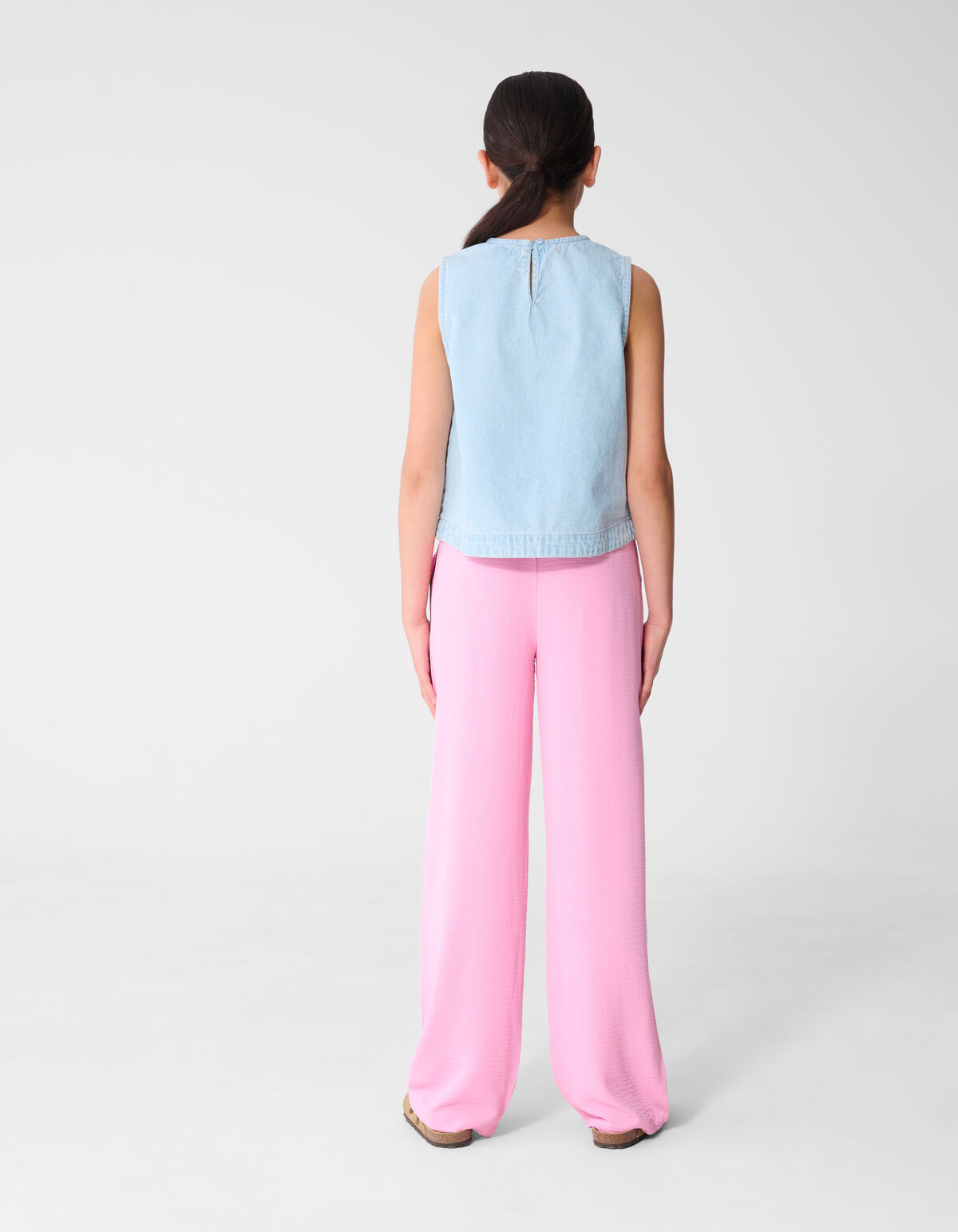 Strass Denim Top Lichtblauw