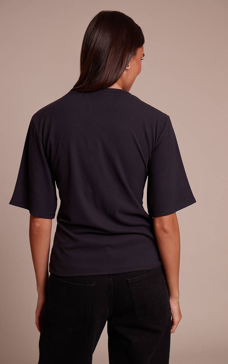 Noir T-shirt Oversize Ultra Doux Avec Détail Froncé