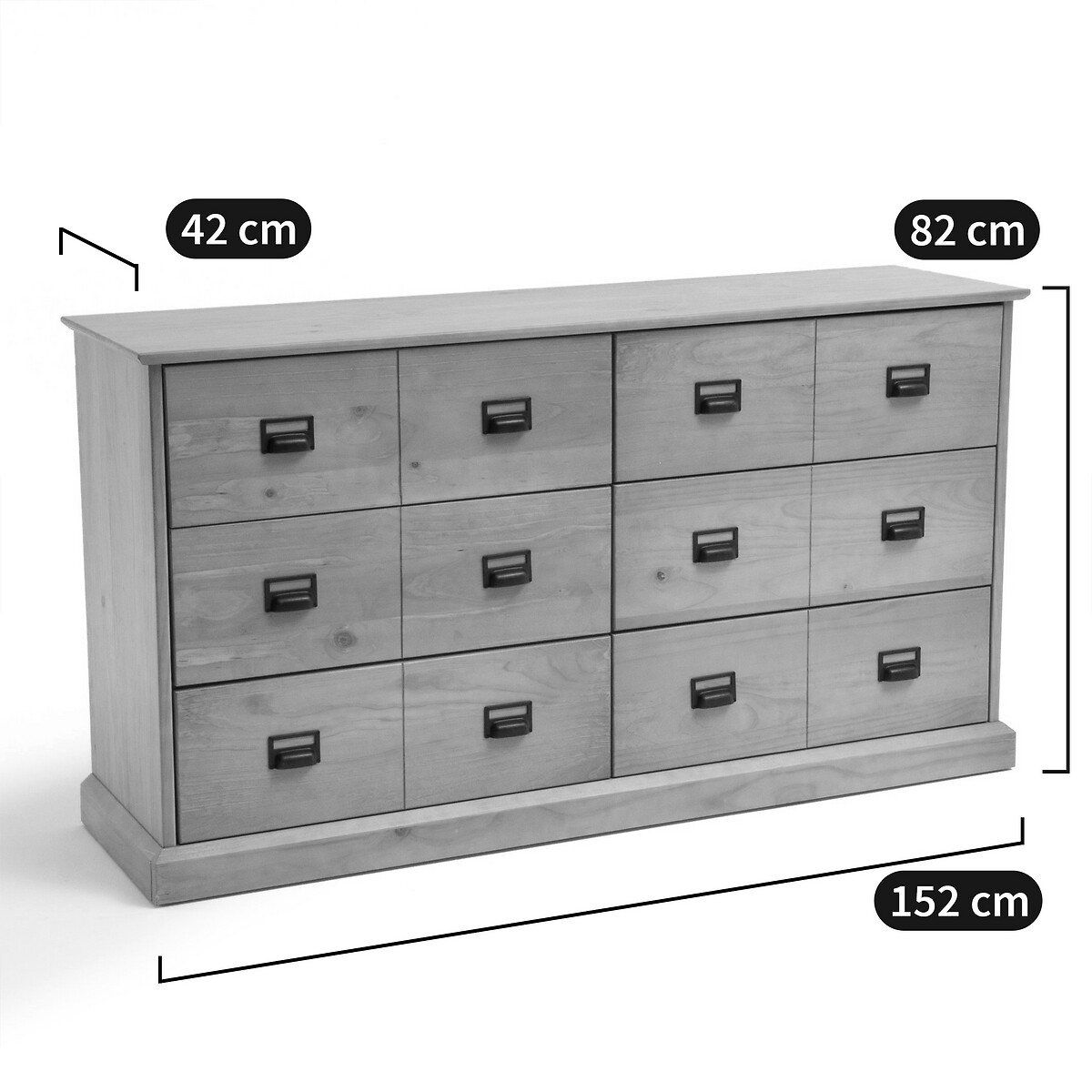 LA REDOUTE INTERIEURS<br>Cômoda, pinho maciço, 6 gavetas, Lindley
