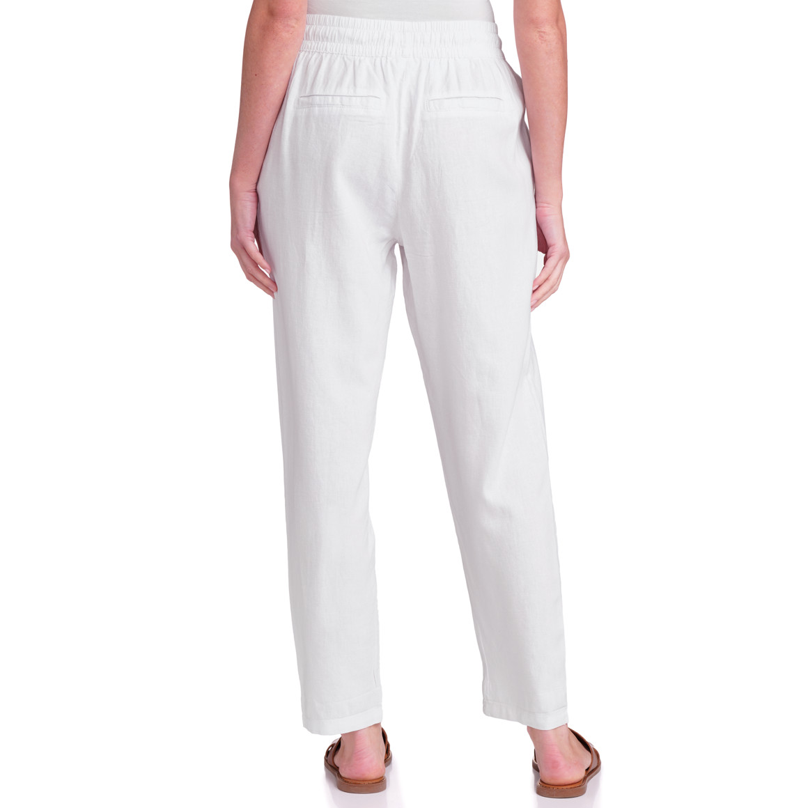 Gina Benotti Damen Leinen-Hose mit Elastikbund weiss