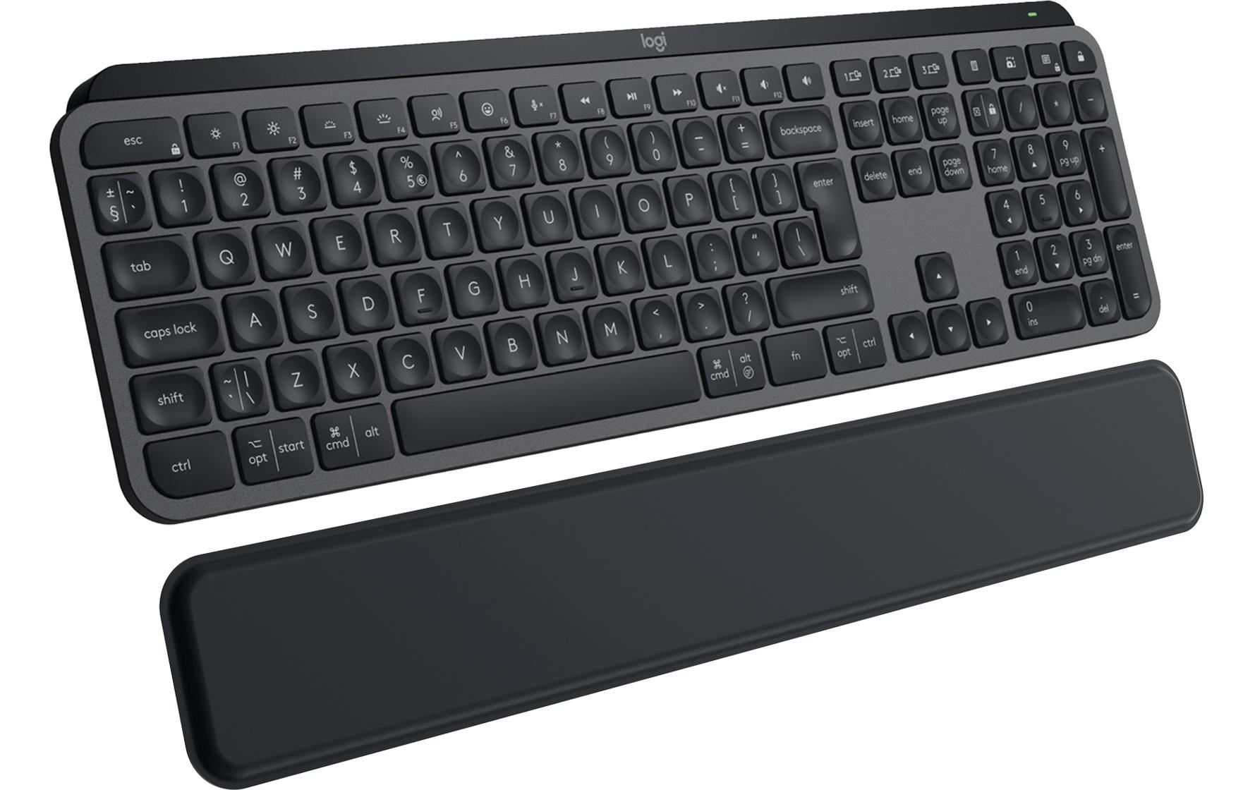 Tastatur MX Keys S Plus CH-Layout mit HandgelenkauflageKomfortable Tastatur mit Multi-Device Kopplung und intelligenter Beleuchtung
