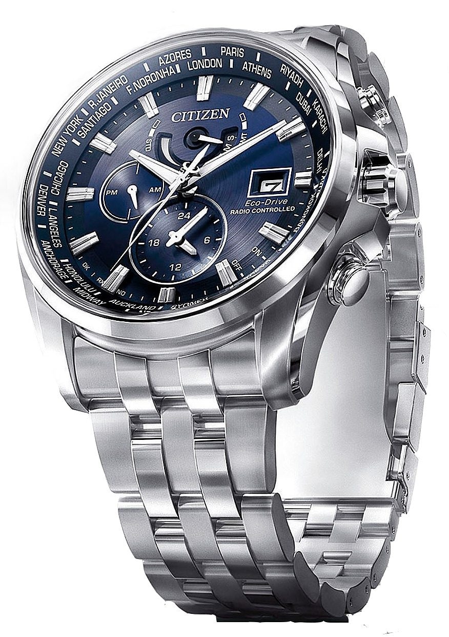 Citizen Funk-Multifunktionsuhr Armbanduhr, Herrenuhr, Solar, bis 20 bar wasserdicht, Edelstahlarmband