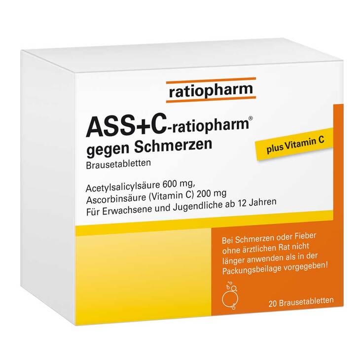 ASS + C ratiopharm gegen Schmerzen Brausetabletten, 20 St