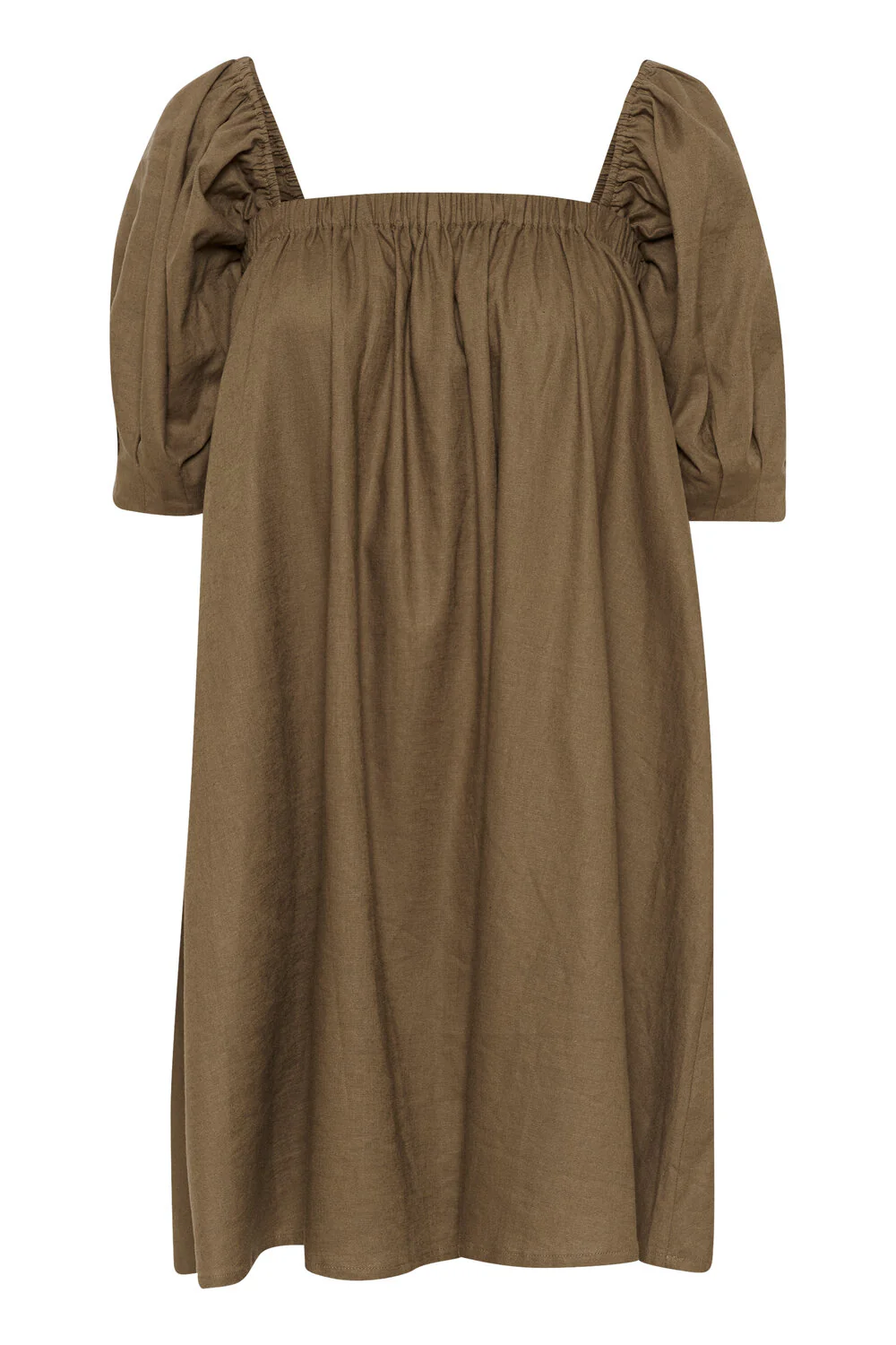 GESTUZ  Liza linen kort kjole - Stone Gray