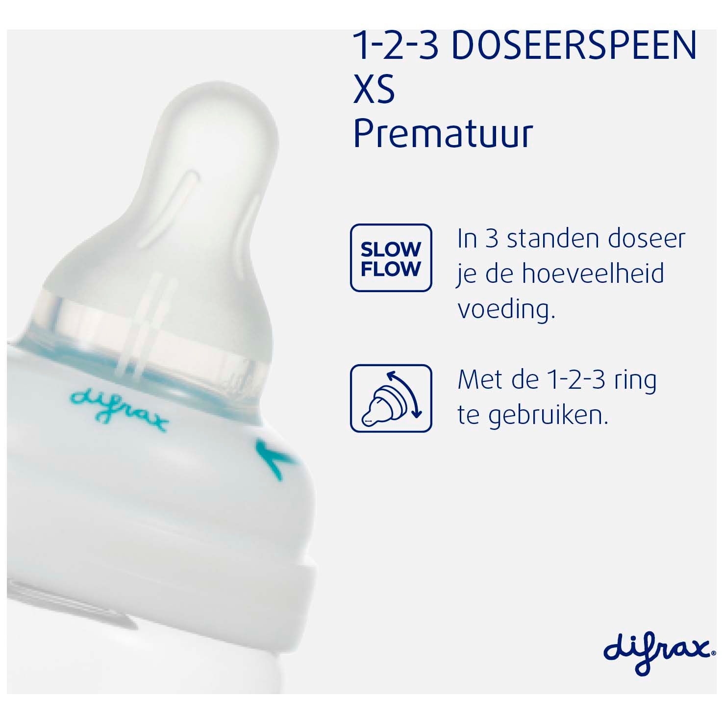 Difrax 1-2-3 Doseerspeen XS smal - 2 stuks naturel