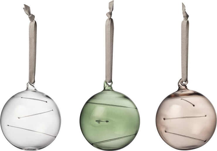 Iittala Sol glaskugler 8 cm 3-pak klar-grøn-linen Multifarvet