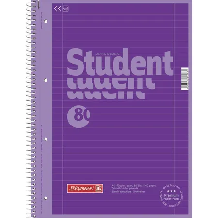 BRUNNEN Collegeblock Colour Code, purple, 90g/m², A4, 80 Blatt