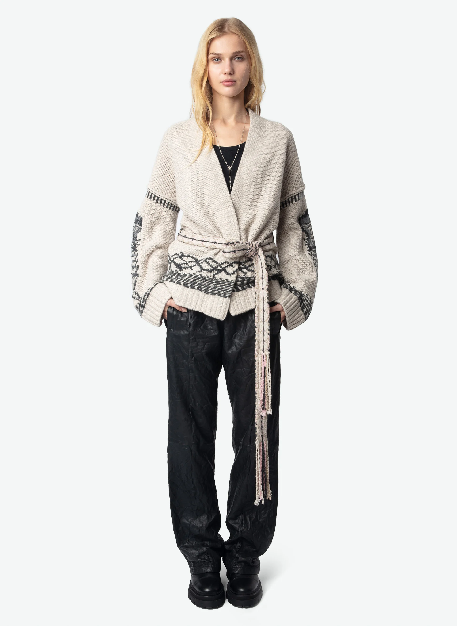 ASPEN - Gilet droit en laine mélangée | Beige