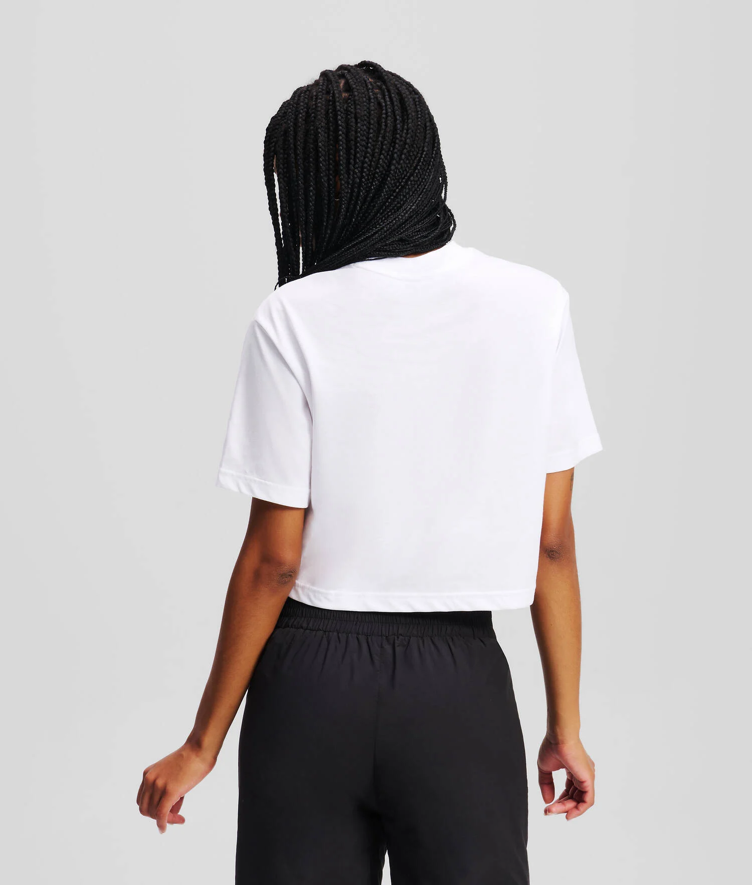 T-SHIRT CROPPED KLJ MONOGRAM - Blanc