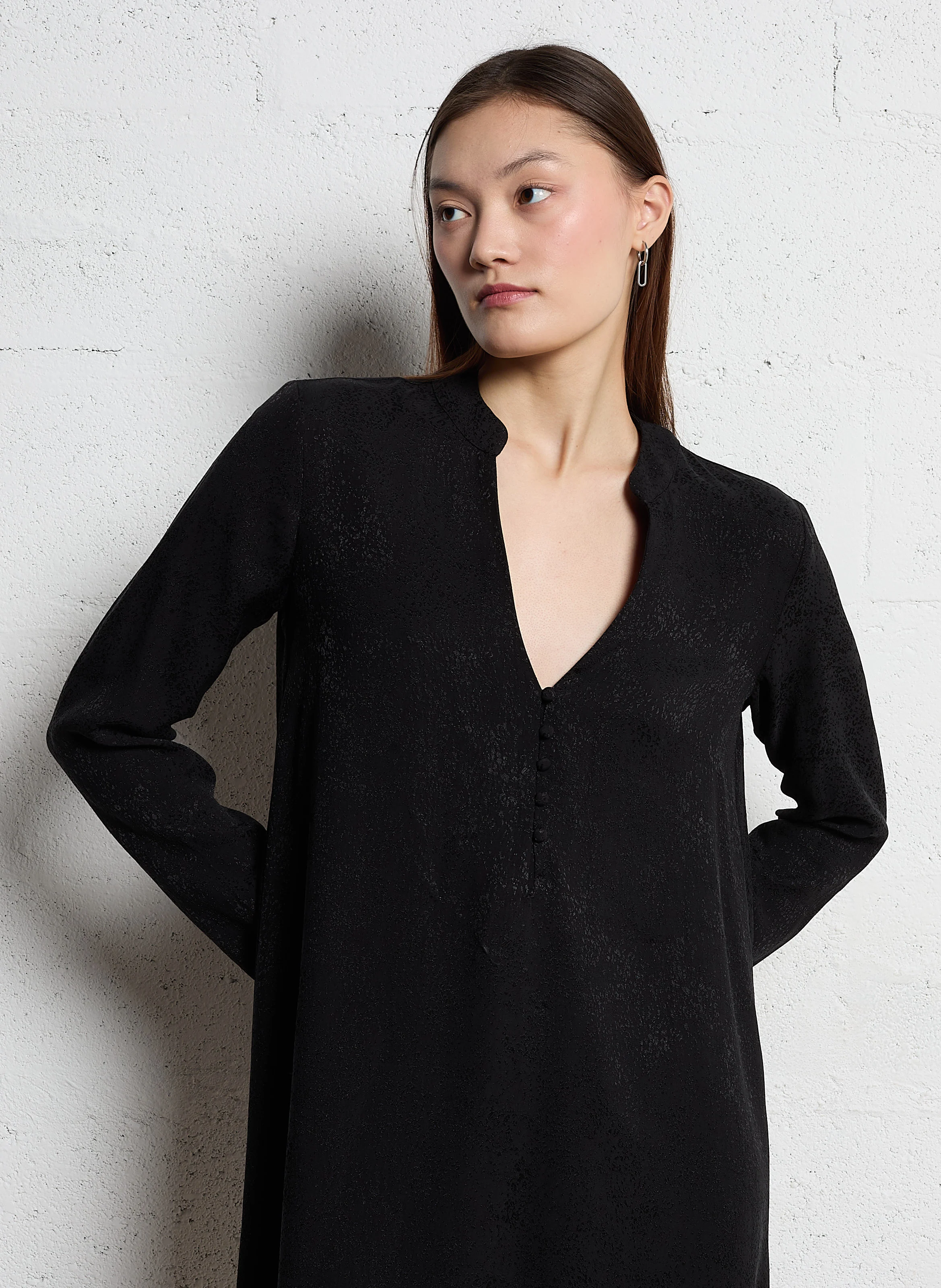 MISTY - Robe courte jacquard | Noir